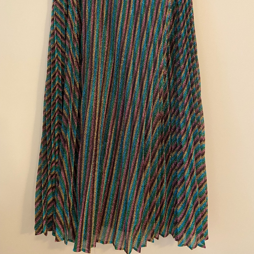 Boden rainbow metallic pleated skirt size 8